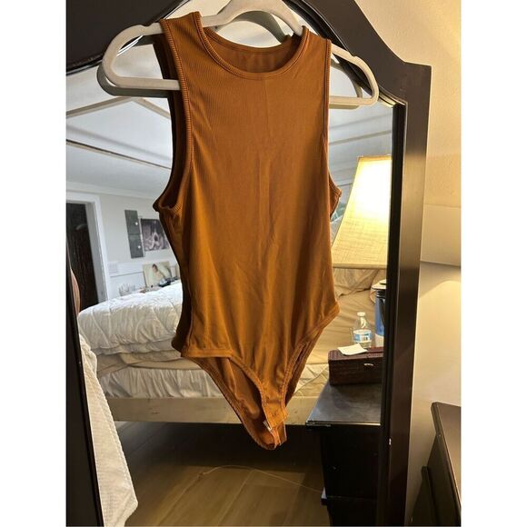 NEW Brown Tank Ribbed Bodysuit S - Picture 1 of 4